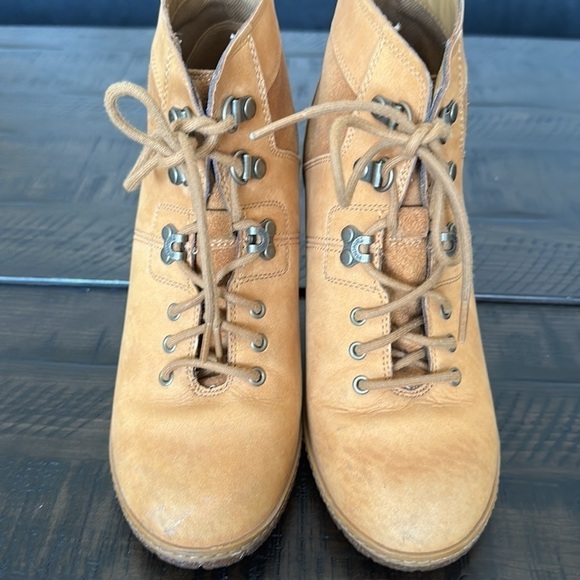 Timberland Glancy Field Ankle Boots 3.5” Heels Leather Lace Up in Wheat Nubuck - Picture 10 of 16